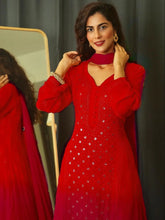 Merlot Red Ring Work Chikankari Kurta Set